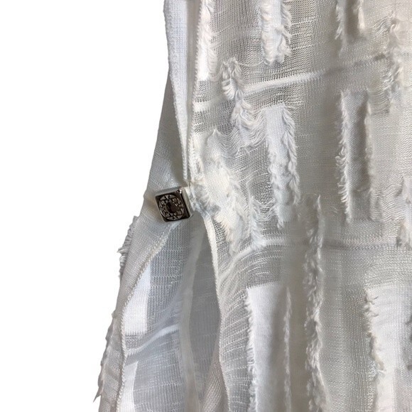 Joseph Ribkoff‎ Tiered Cap Sleeve Top Blouse US 14 White Layered Button Side - Picture 7 of 11